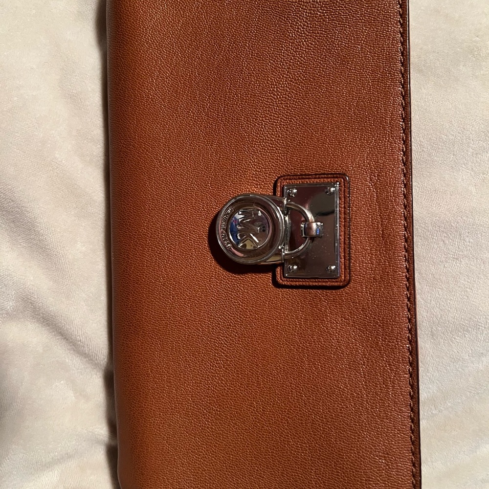 Michael Kors Brown Leather Wallet with Metal Clasp